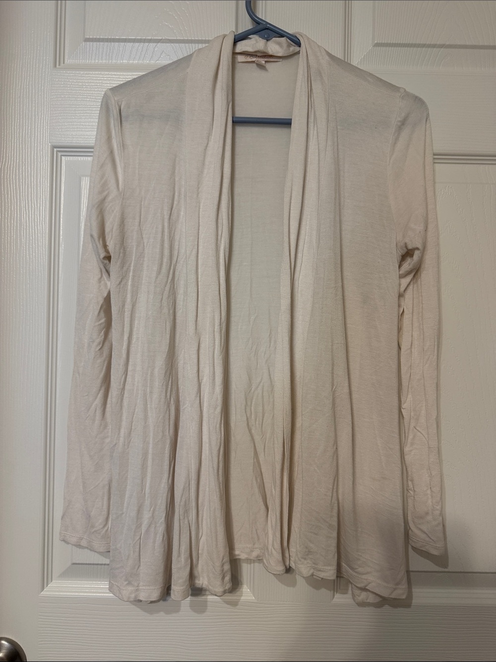 GG Collection Cream Open-Front Lightweight Cardigan
